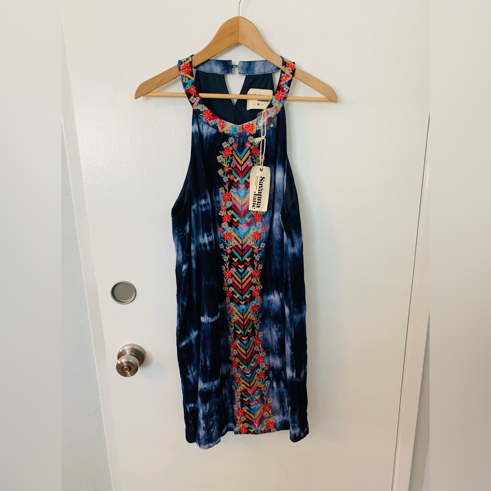 Savanna Jane Blue Tie Dye Embroidered Dress 1X - Picture 2 of 7